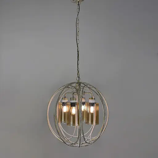 Люстра Лофт у білому з позолотою корпусі форми плетена сфера Line.F 12575/4 - фото 7