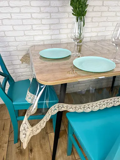 Силиконовая скатерть с бежевым кружевом Арка 7 см 200х160 см - фото 9