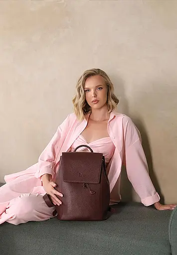 Женский кожаный рюкзак Kim бордовый флотарий - фото 2