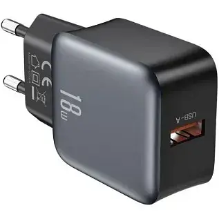 Мережевий зарядний пристрій XO L152(EU) QC18W 1USB-A Fast Charger Чорний - фото 1