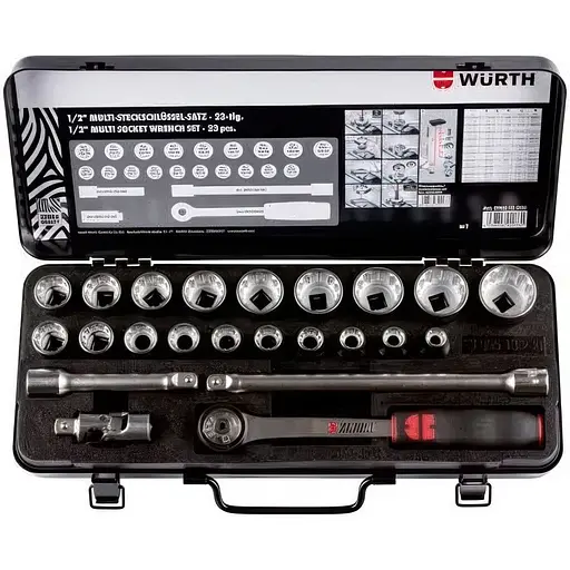 Набір головок торцевих Wurth Multi 1/2" 23 шт. Zebra (096513 023) - фото 1