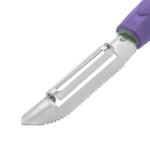 Ніж 2в1 економка овочечистка рибочистка велика з пластмасовою ручкою для очищення овочів і фруктів 20.5 см, Kitchette Фіолетовий 84410 - фото 4