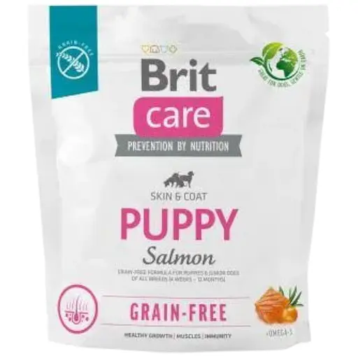 Сухой корм Brit Care Dog Grain-free Puppy для щенков, беззерновой с лососем, 1 кг - фото 1