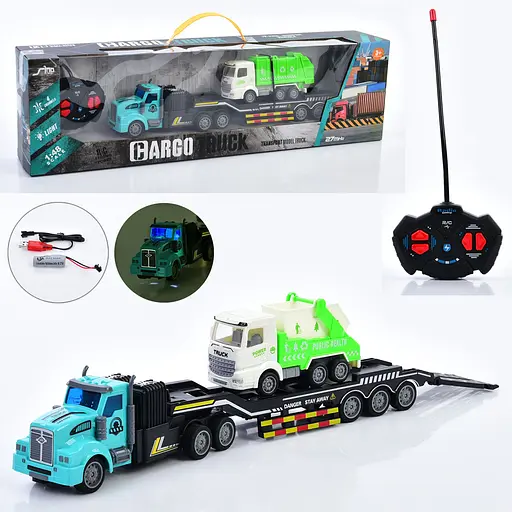 Трейлер із мусоровозом на радіокеруванні, 36 см, 1:48, USB, QH200-15 (В асортименті) - фото 3