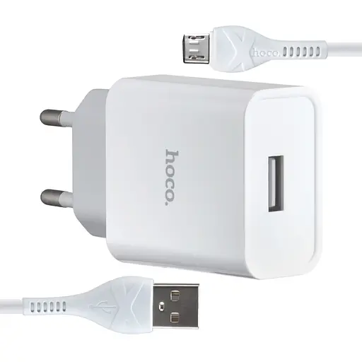 Мережевий зарядний пристрій Hoco C81A Asombroso single port charger (Micro) (EU) Білий - фото 1