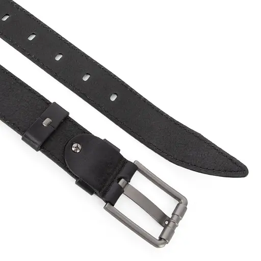 Ремень мужской кожаный JK-4008 (125 см) черный - фото 3