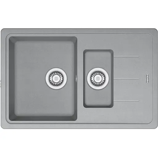Кухонна мийка Franke Basis, фраграніт, прямокутник, з крилом, 780х500х200мм, чаша - 2, накладна, BFG 651-78, сірий камінь
