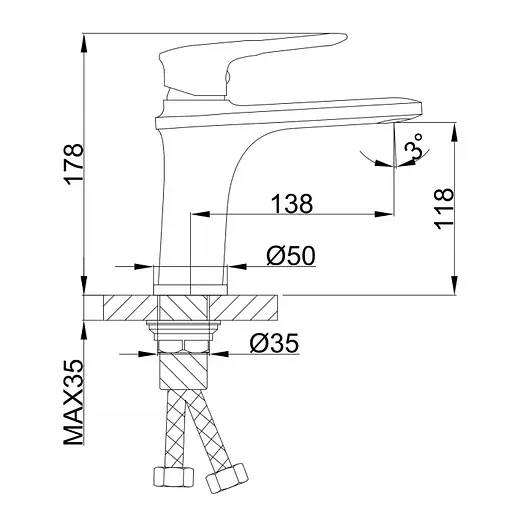 F1049 Змішувач для умивальника гайка білий/хром Ø35 Frap 1/10 Білий - фото 2