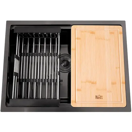 Комплект чорної мийки на кухню та змішувача Nett з нержавіючої сталі NB-5742 - фото 2