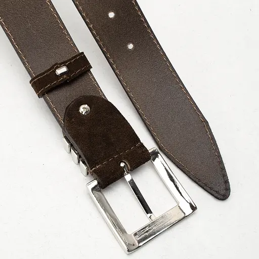 Ремінь жіночий замшевий JK-4066 коричневий зі сріблястою пряжкою (120 см) - фото 5