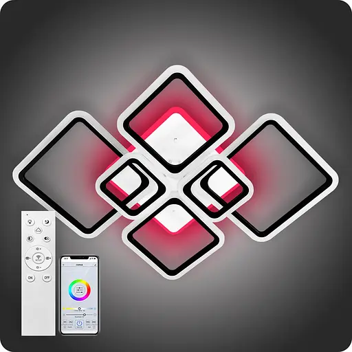 Люстра світлодіодна 517 Light 3color з пультом 150Вт Чорний (02080) - фото 2