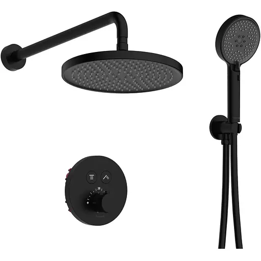 Душова система прихованого монтажу із термостатом Imprese Centrum ER верхній душ d240 мм ABS black matt V-10261ER, Чорний матовий - фото 1