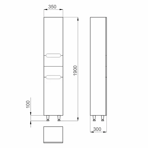 Пенал напольный Sanwerk "Эра" 35 белый MV0000410 левый, Белый - фото 2