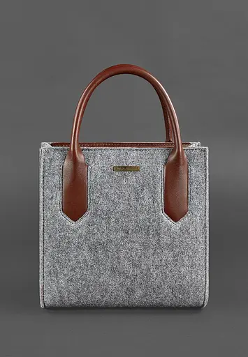 Фетрова жіноча сумка-кроссбоді Blackwood з шкіряними коричневими вставками - фото 2