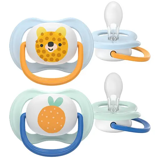 Пустышка Philips Avent Ultra Air 0-6 мес. 2 шт. желтая с голубым (SCF080/23)