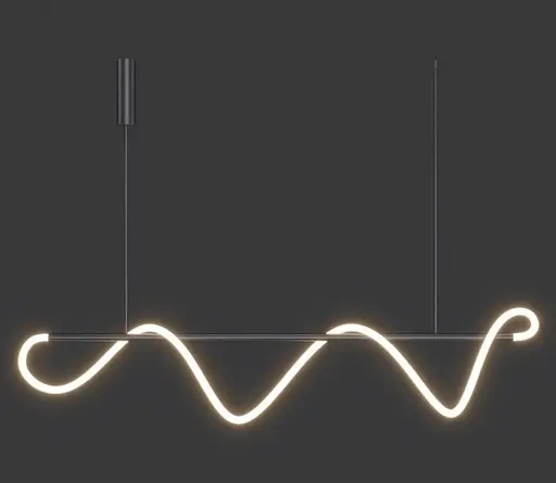 Светильник подвесной неоновый KLOODI KD-NEON WAVE 1600 52W 4К BK - фото 2