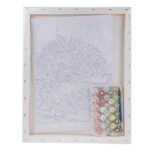 Набір для розпису по номерах "Рожеві та білі трояни у вазі" 40*50 см, IDEA2-GX45871, ТМ "99IDEAS" - фото 6