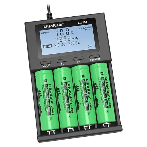 Зарядний пристрій розумний для акумуляторів АА 18650 — LiitoKala Lii-M4 black - фото 4
