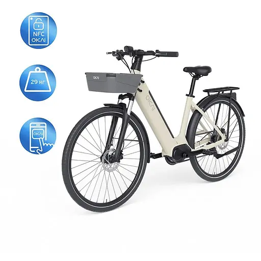 Електровелосипед OKAI EB10 Beige 28', 250(500)W, 14. 4Ah, 100km, 25km\h, NFC, App, 29kg - фото 1