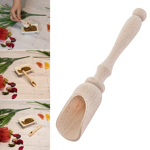 Ложка совок дерев'яний для цукру, спецій та сипучих продуктів 11 см, Woodly Бежевий 86105 - фото 4