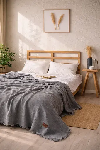 Покривало-плед Cotton TURComFor grey євро 240х260 см муслін TC303375990 - фото 2