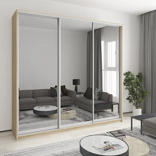 Шафа-купе тридверна MebelStar Комбо AL 3 Дзеркала 250x45x240 см Дуб сонома (MBS-2197)