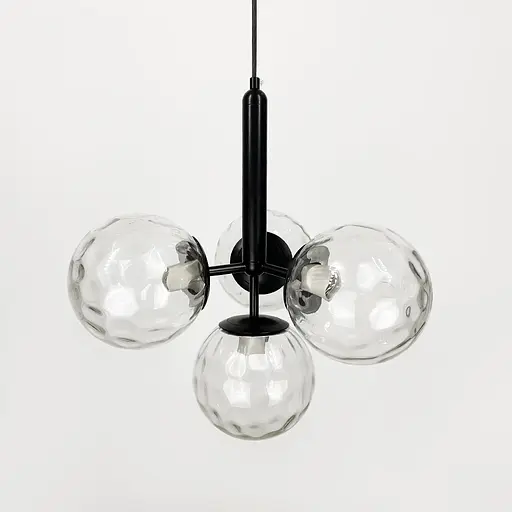 Чорний світильник на 4 білих прозорих плафонів | Арт. A 201/4 BK+CL | Line F - фото 3