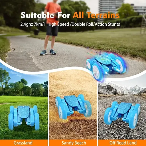 Автомобіль з дистанційним керуванням Ykgutilu, що обертається на 360° RC Stunt Car зі світлодіодним підсвічуванням та музикою - фото 6