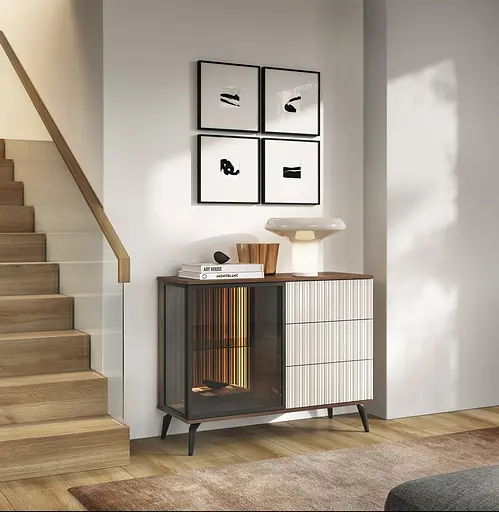 Комод з підсвіткою Вічі / Vici KSZ103 1-дверний з 3 шухлядами Горіх/кашемір Perfect Home Польща (PFH-091277)