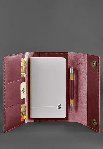 Шкіряний блокнот (Софт-бук) 5.0 бордовий - фото 3