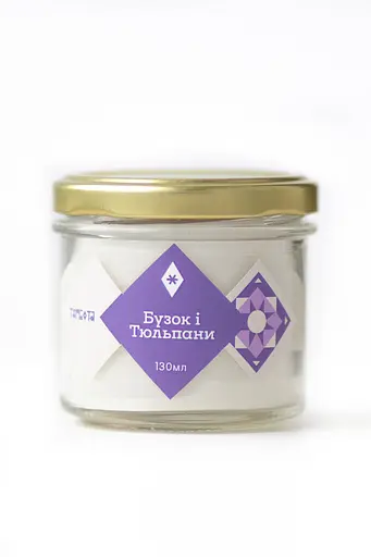 Свічка Бузок та тюльпани 130 мл 15 год Соєвий віск - фото 1
