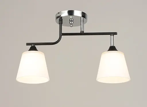 Люстра стельова на 2 плафони VALESO K2311/2, чорний/хром