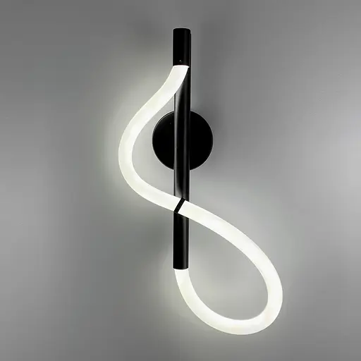Чорний настінний світильник з гнучким неоном Line F WG 27 BK - фото 7