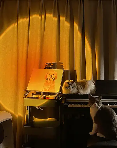 Проекційний нічник Червоний захід сонця RESTEQ. Нічний світильник Захід сонця USB. Настільний світильник Red Sunset 27 см - фото 5