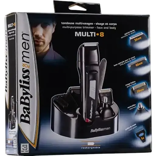 Тример 8 в 1 BaByliss /30 minute/Un nivel/5 pozitii (3, 6, 9, 12 si 15mm)/4 nivele/3-5-7-10mm