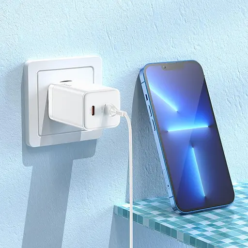 Блок живлення зарядний Hoco Starlight N23 2 usb-c 45 W білий - фото 4