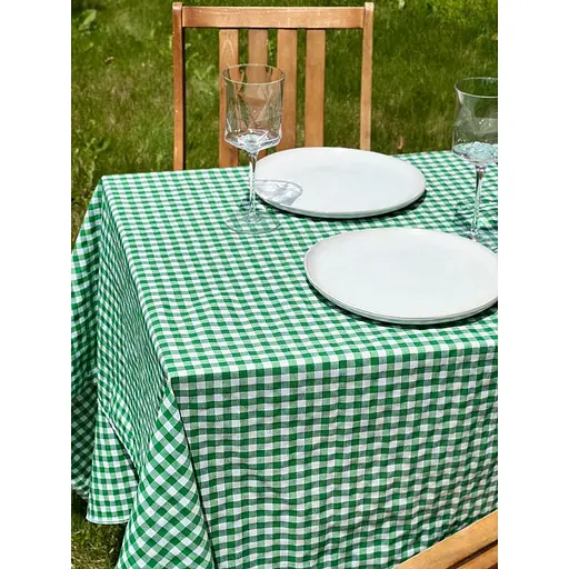 Скатертина в клітинку для столу Зефір 170х170 см Зелена - фото 6