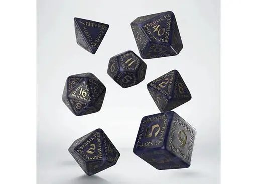 Набор кубиков Runic Mixed-blue & gold Dice Set , 7 шт. (SRUN09) - фото 2