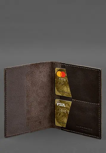 Кожаная обложка для военного билета с карманами 7.2 темно-коричневая - фото 6