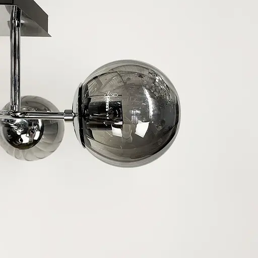 Сучасна стельова люстра в хромі на 4 графітових плафони | Арт. 2693/4 (new) CH+GR | Line F - фото 3