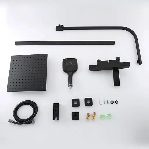 Душова система з термостатом Gappo G2407-60 вилив - перемикач на лійку, 3-функції, Чорний матовий - фото 7