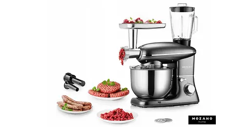 Кухонный комбайн Mozano профессиональный тестомес 3в1 Kitchen Machine 2300 Вт чаша 6,2л Silver Кулинарная книга в подарок - фото 7