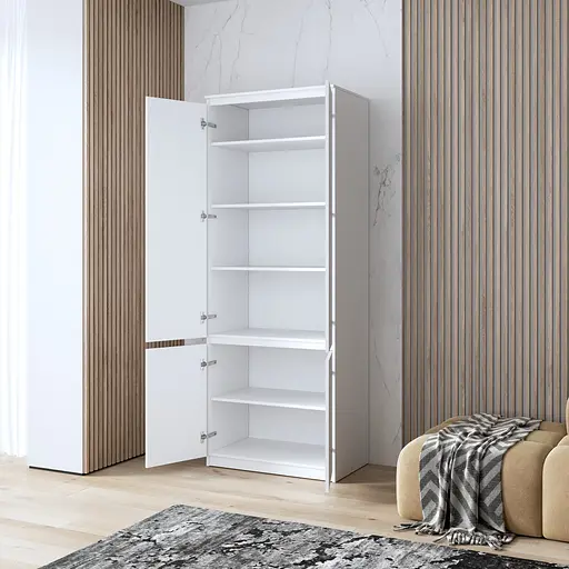 Шкаф для одежды Vays, c полками, в спальню, современный, c фасадами без ручек R-24 Белый - фото 2