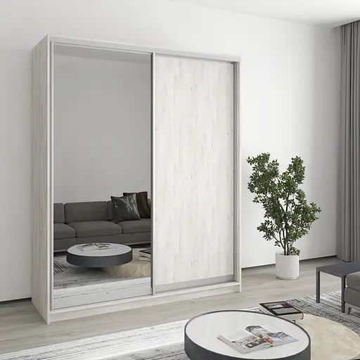 Шафа-купе дводверна MebelStar Стандарт AL ДСП/Дзеркало 170x60x210 см Аляска сірий (MBS-2457)