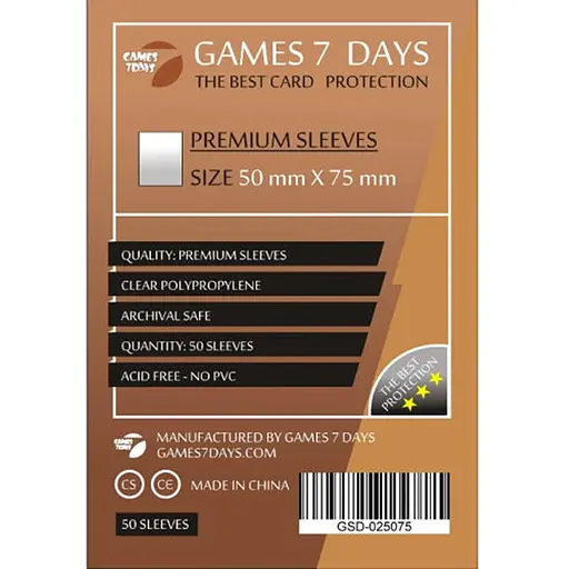 Аксесуар Games 7 Days Протектори для карт Games7Days 50 х 75 мм Standard USA, 100 шт. PREMIUM (GSD-025075) - фото 1