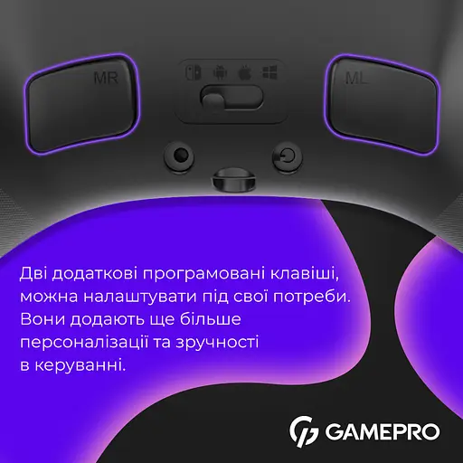 Геймпад GamePro із зарядною станцією BT 5.3/USB/2.4 ГГц (Switch/PC/iOS/Android) RGB Black (GPX13BDOC) - фото 8