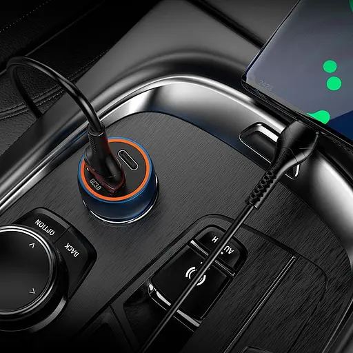 Адаптер автомобильный HOCO Z46A Blue whale car charger авто зу 2 выхода коричневый - фото 3