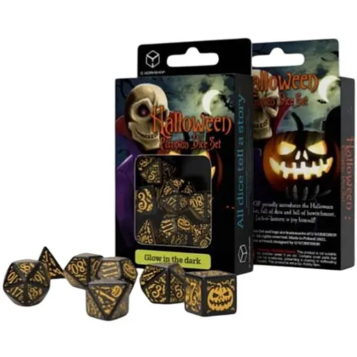 Набор кубиков Halloween Pumpkin Black & Glow in the dark Dice Set , 7 шт. (SHAP4F) - фото 1