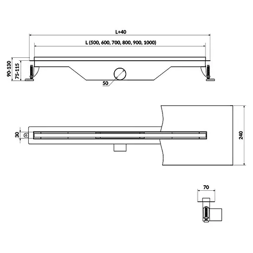 Трап для душу Cersanit Tako лінійний Slim 90 нержавіюча сталь S907-015 - фото 2
