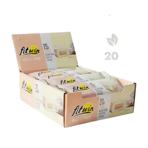 Блок протеиновых батончиков FitWin Protein Bar 20%, 12x60 грамм с начинкой - Молочно-сливочный - фото 1